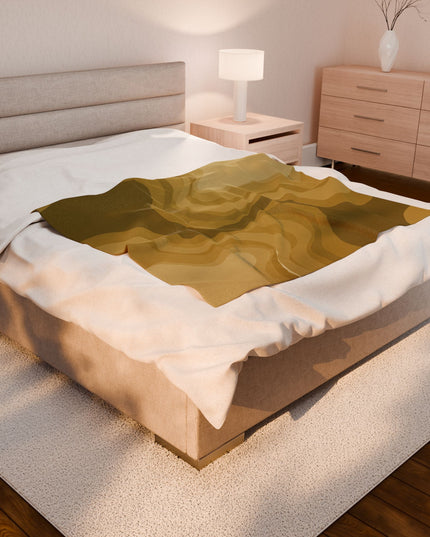 Brown Wavey Velveteen Plush Blanket, 50" x 60"