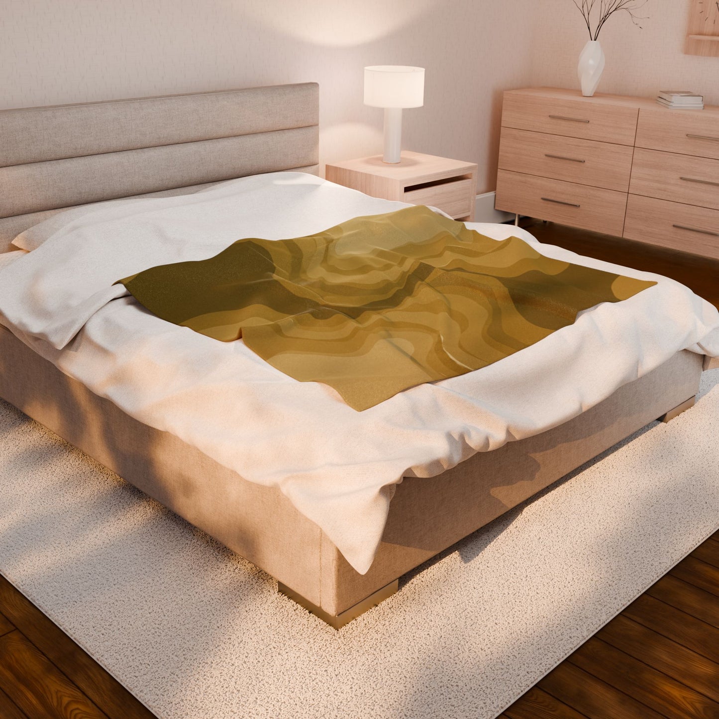 Brown Wavey Velveteen Plush Blanket, 50" x 60"
