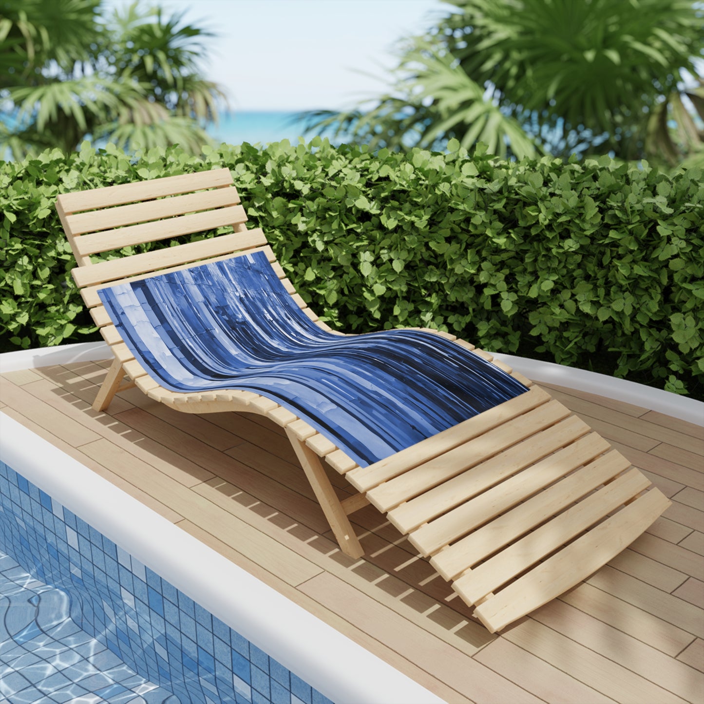 Striped Deep Blue Beach Towel, 24" x 44"