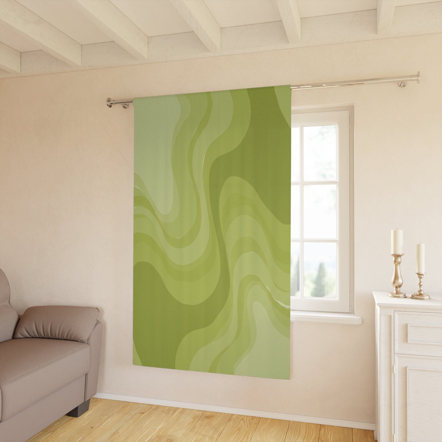 Lemon Wavey Window Curtain, 50" x  84", blackout