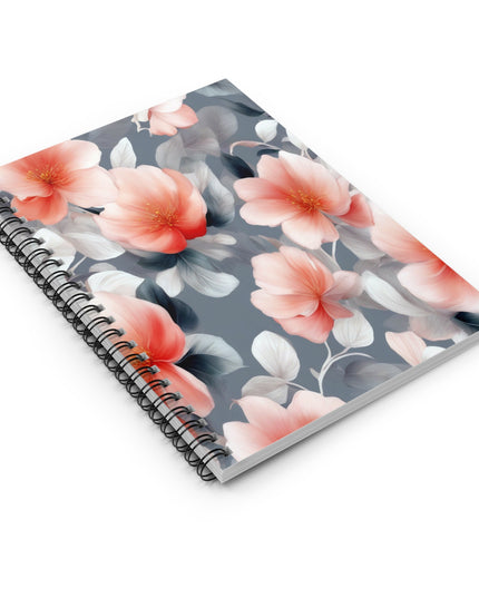 Red Blossom Floral Bunch Spiral Notebook - Ruled Line, 6" x 8", 118 pages