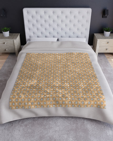 Tan Sunset Star-crossed Bodies Crushed Velvet Blanket, 50" x 60"