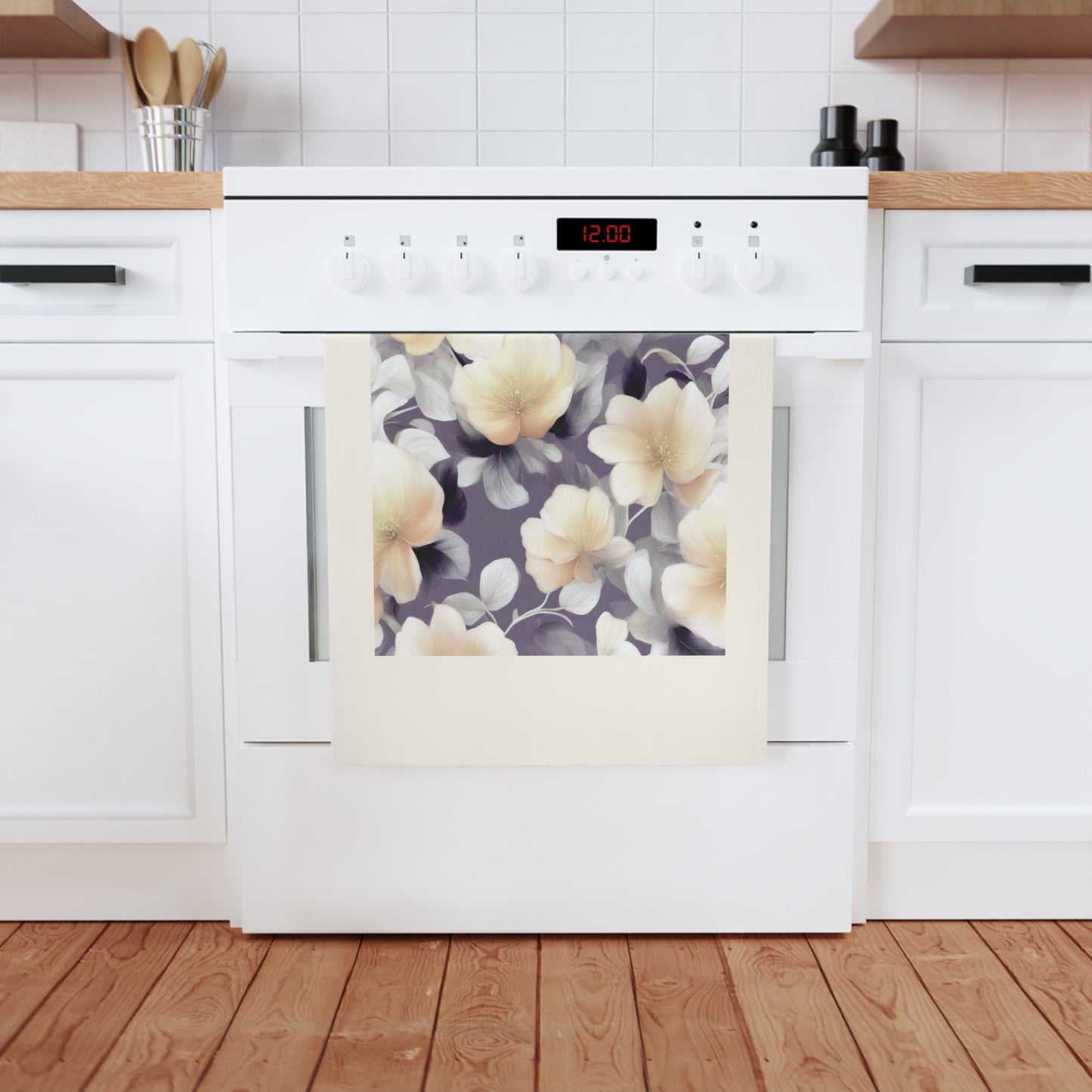 White Blush Floral Bunch Cotton Tea Towel 19.6" x 27.5"