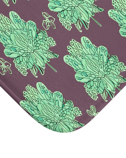 Mint Green Floral Butterflies 24" x 17" Bath Mat