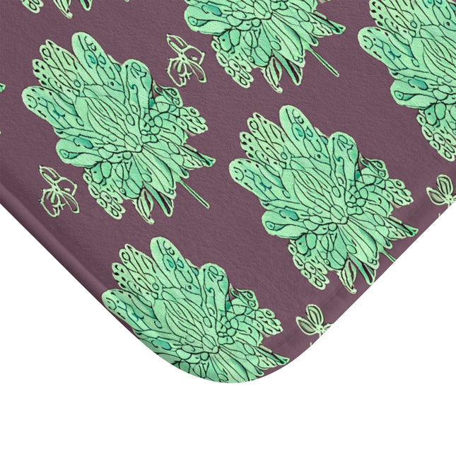 Mint Green Floral Butterflies 24" x 17" Bath Mat