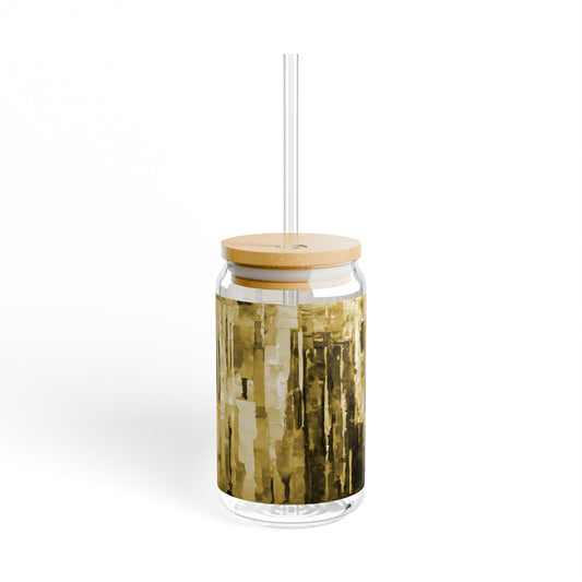 Striped Light Brown Sipper Glass, 16oz