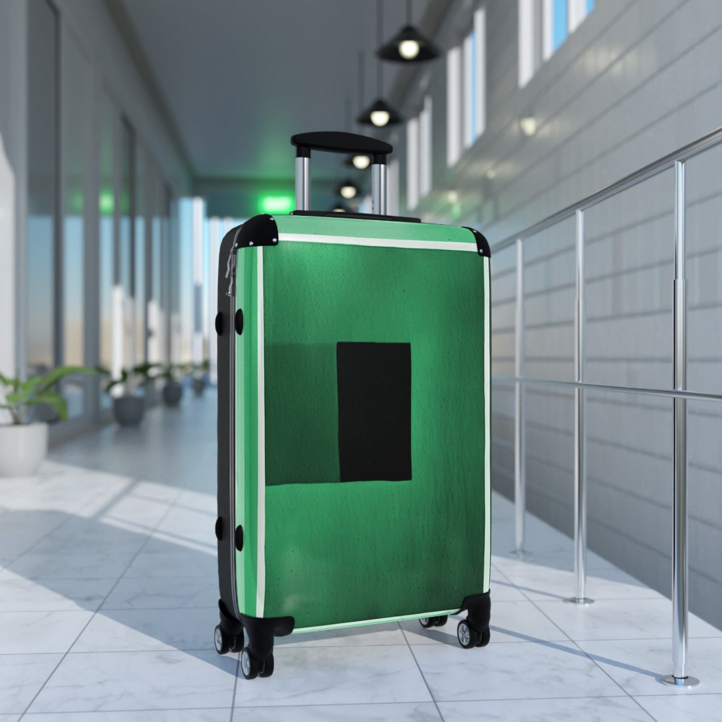 Mint Shadow Medium Suitcase with built in lock, 4 double-wheels, telescopic handle, and ABS back hard-shell