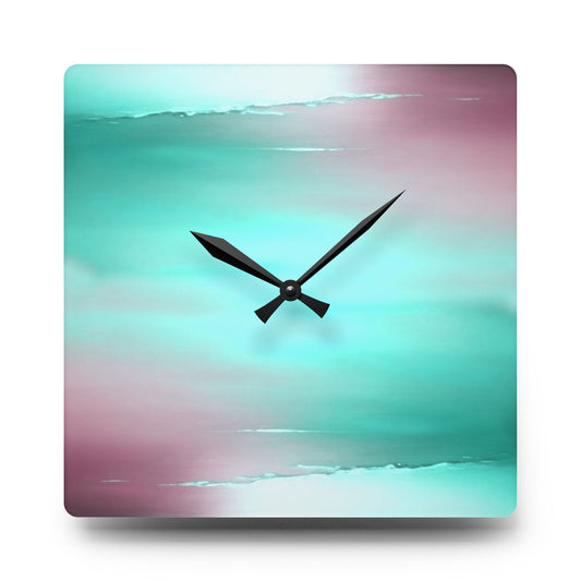 Green Sea Lavender Fog Acrylic Wall Clock, Round or Square, 10.75" x 10.75"