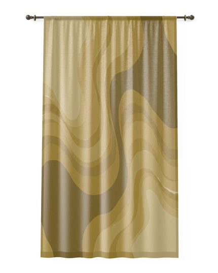 Brown Wavey Sheer Window Curtain, 50" x 84", partially transparent