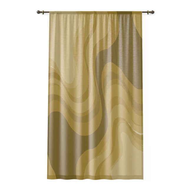 Brown Wavey Sheer Window Curtain, 50" x 84", partially transparent