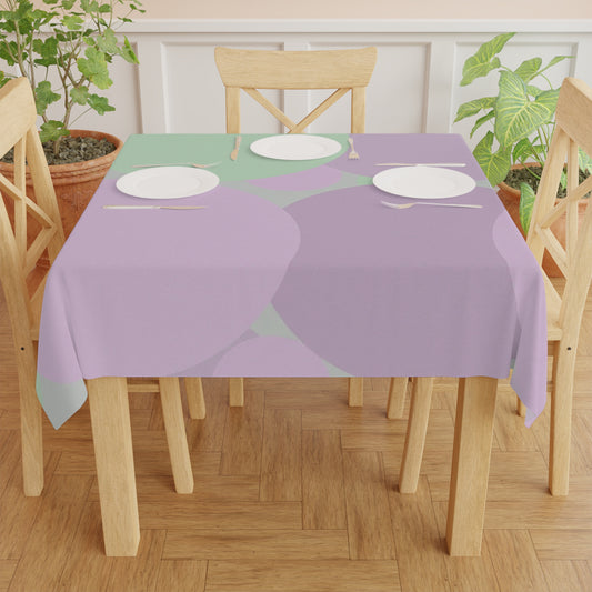 Pastel Lavender Purple and Soft Green Patches Tablecloth, 55" x 55"