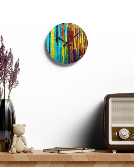 Striped Alpha Acrylic Round Wall Clock, 8" x 8"