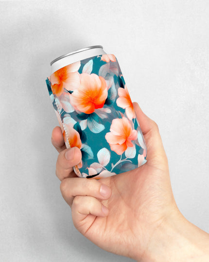 Orange Blossom Floral Bunch 12 oz Can Cooler Sleeve