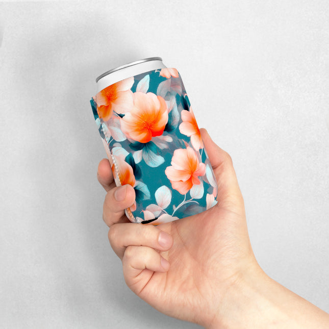 Orange Blossom Floral Bunch 12 oz Can Cooler Sleeve