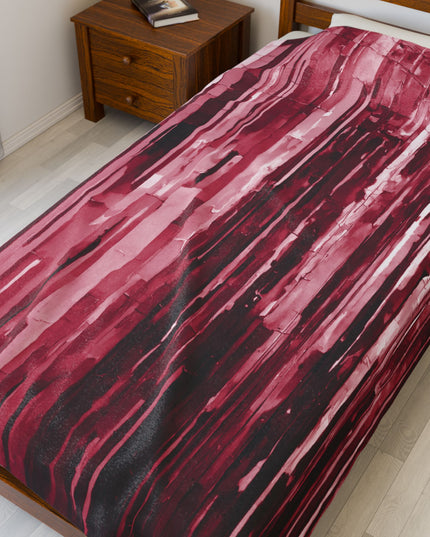 Striped Ruby Velveteen Plush Blanket, 60" x 80"