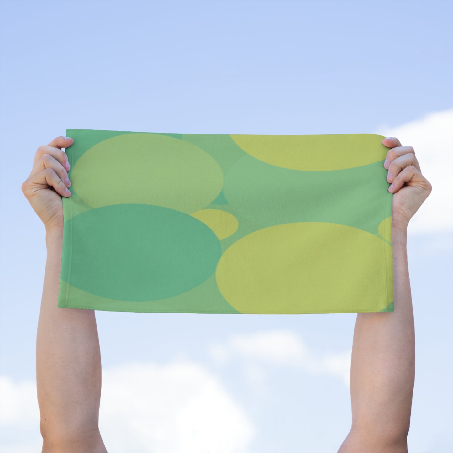 Pastel Green Patches Rally Towel, 11" x 18"