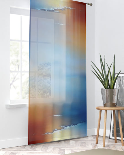 Blue Sea Red Orange Fog Window Curtain, 50" x 84", partially transparent