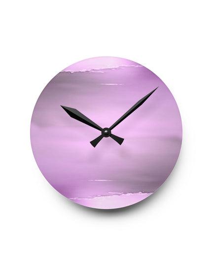 Dark Pink Sea Amethyst Fog Acrylic Round Wall Clock, 8" x 8"