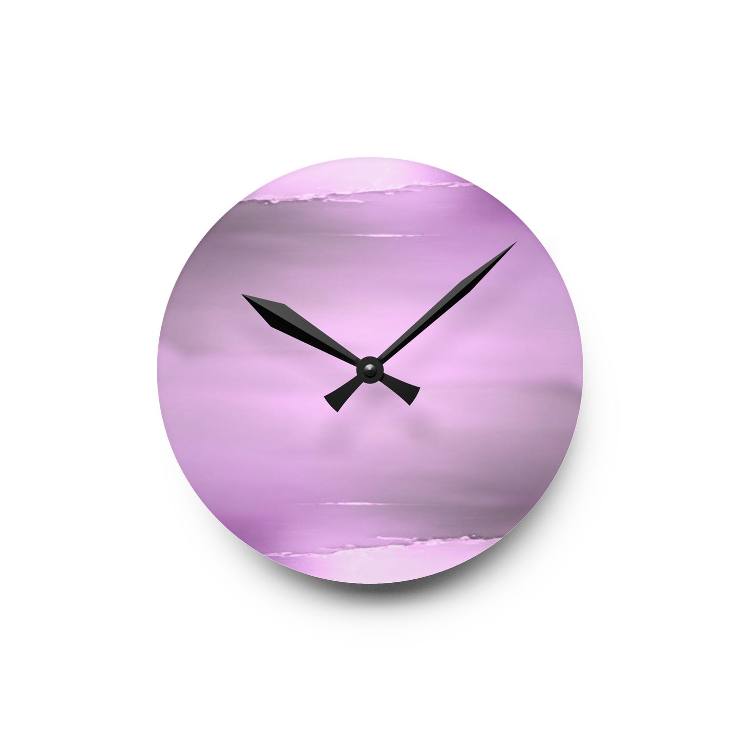 Dark Pink Sea Amethyst Fog Acrylic Round Wall Clock, 8" x 8"