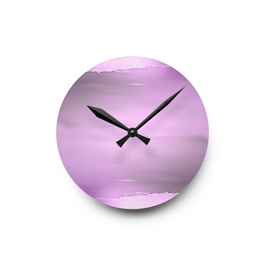 Dark Pink Sea Amethyst Fog Acrylic Round Wall Clock, 8" x 8"