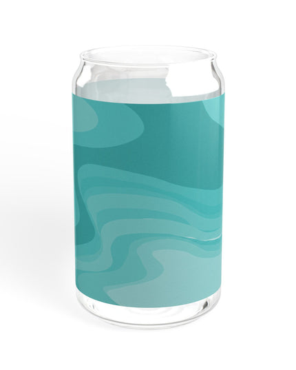 Tif Green Wavey Sipper Glass, 16oz