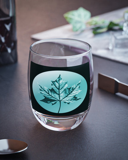 Tif Green Maple Leaf Whiskey Glass, 6 oz