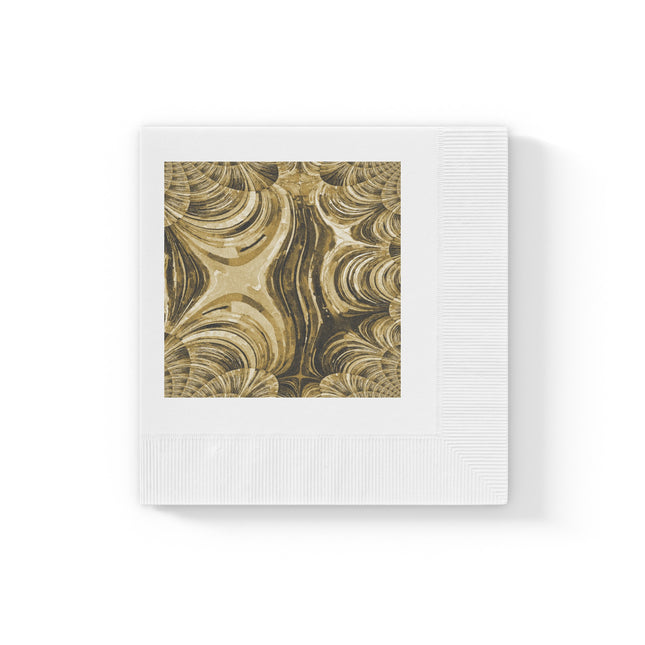 Uzi Spiral Light Brown Pastel White Coined Napkins, 4.8" x 4.8"