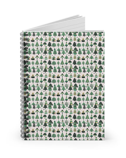 Mini Vintage Green Trees Spiral Notebook - Ruled Line, 6" x 8", 118 pages