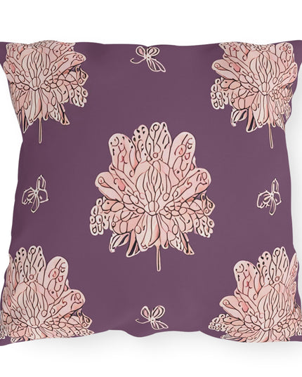 Pink Floral Butterflies 20" x 20" Outdoor Pillow