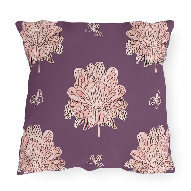 Pink Floral Butterflies 20" x 20" Outdoor Pillow