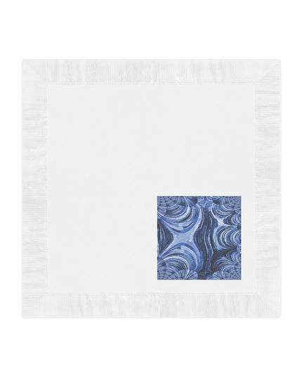 Uzi Spiral Deep Blue Pastel White Coined Napkins, 4.8" x 4.8"