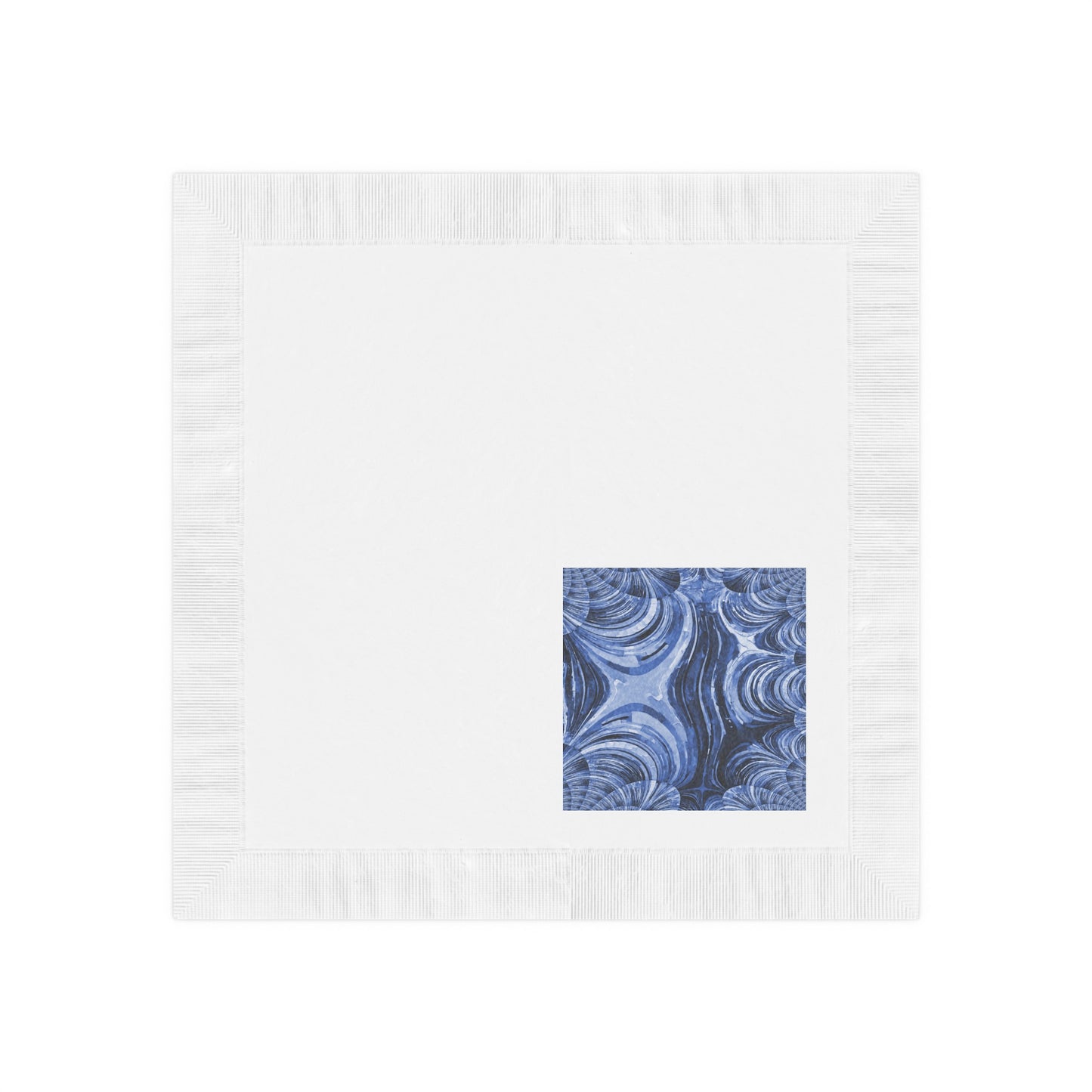Uzi Spiral Deep Blue Pastel White Coined Napkins, 4.8" x 4.8"