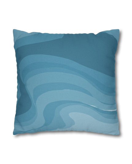Sky Blue Wavey Spun Polyester Square Pillowcase, 14" x 14"