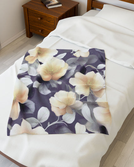White Blush Floral Bunch Velveteen Plush Blanket, 30" x 40"