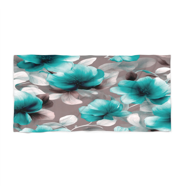 Tif Green Gray Floral Bunch 30" x 60" Beach Towel