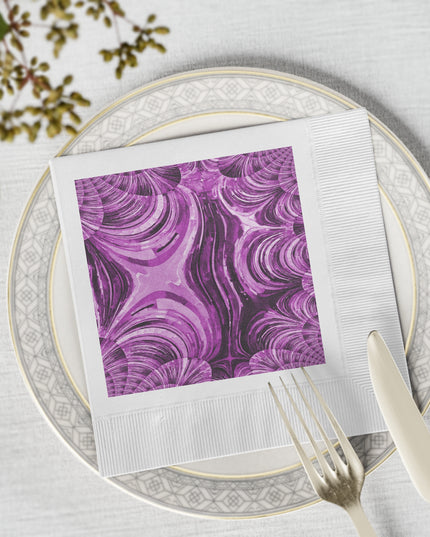 Uzi Spiral Powder Lavender White Coined Napkins, 6.5" x 6.5"