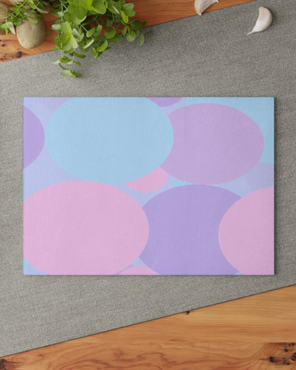 Pastel Purple and Mauve Patches 8" x 11" Glass Cutting Board