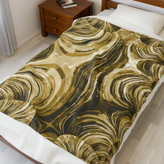 Uzi Spiral Light Brown Velveteen Plush Blanket, 50" x 60"