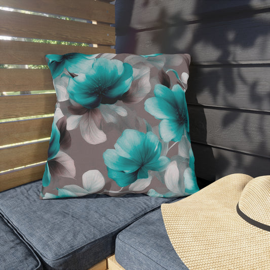 Tif Green Gray Floral Bunch 20" x 20" Outdoor Pillow