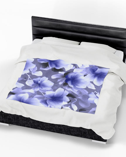 Indigo Blossom Floral Bunch Velveteen Plush Blanket, 50" x 60"