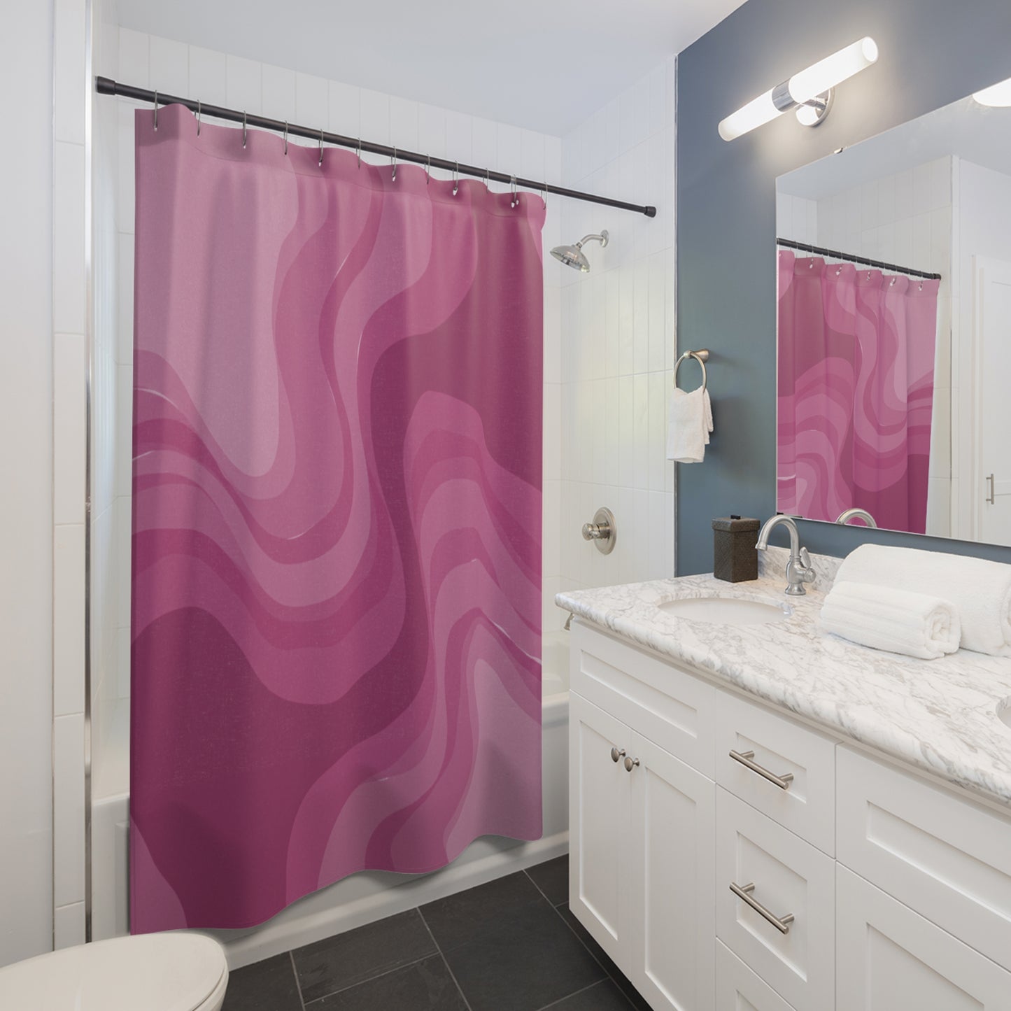 Pinky Mauve Wavey Shower Curtains, 71" x 74"