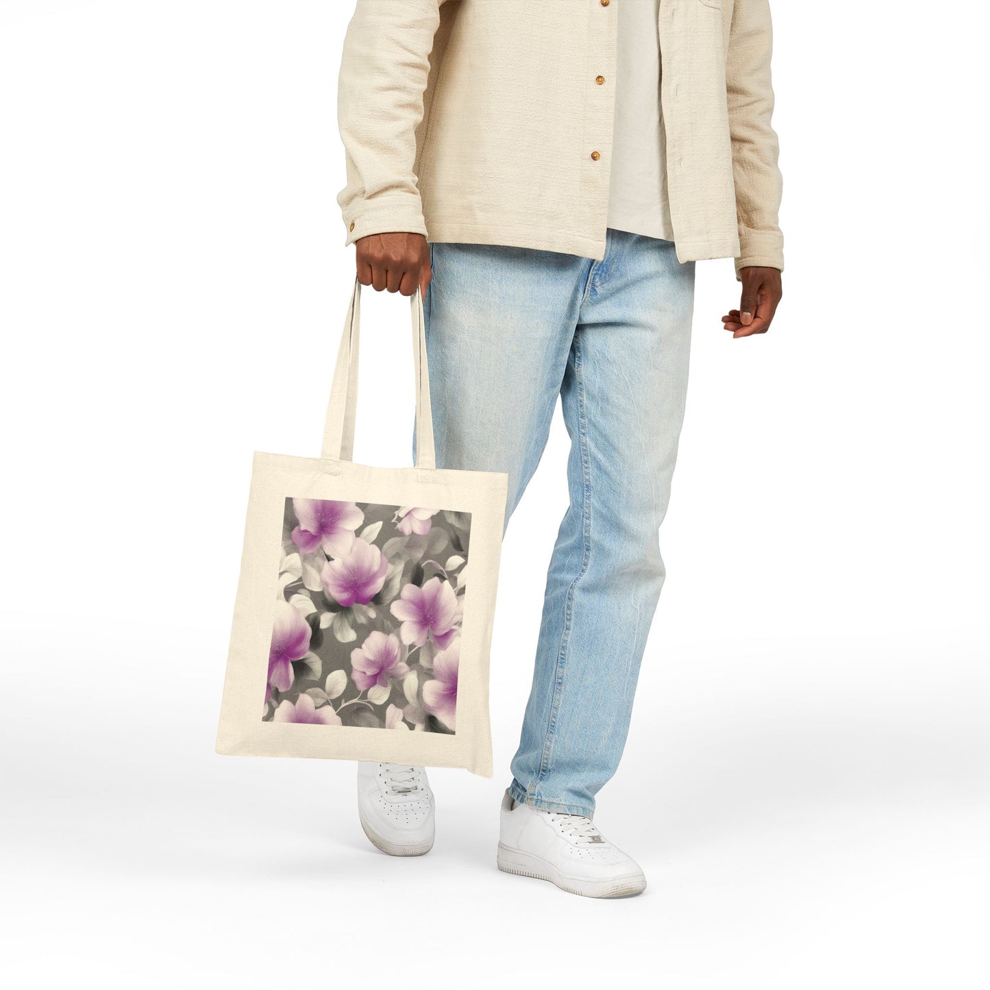 Purple Blossom Floral Bunch Cotton Canvas Tote Bag
