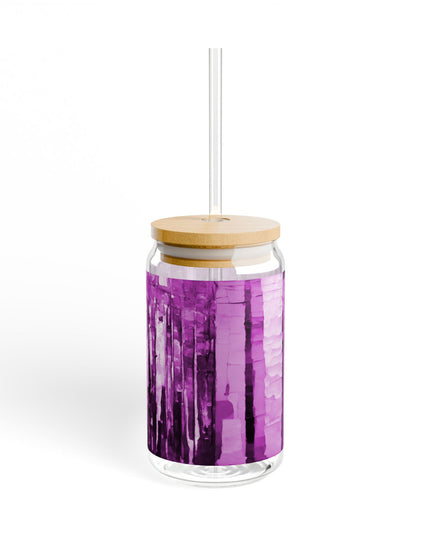 Striped Powder Lavender Sipper Glass, 16oz