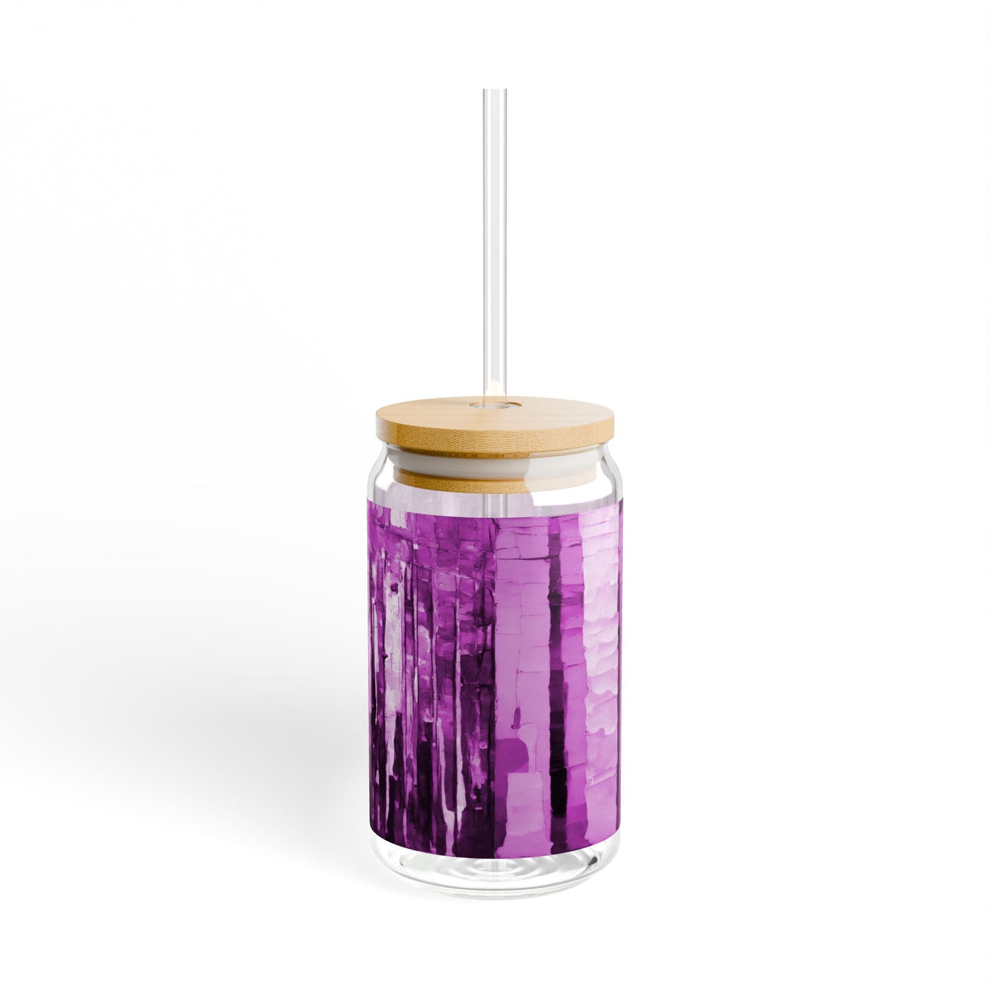 Striped Powder Lavender Sipper Glass, 16oz