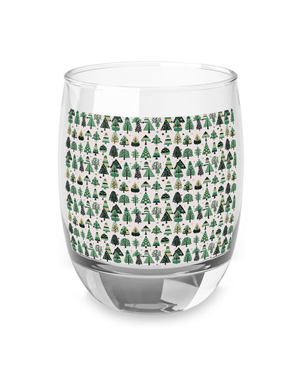 Mini Vintage Green Trees Whiskey Glass, 6 oz