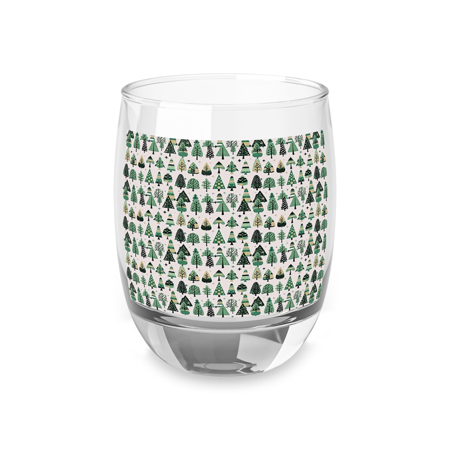 Mini Vintage Green Trees Whiskey Glass, 6 oz