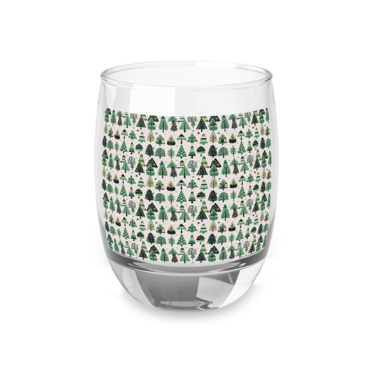 Mini Vintage Green Trees Whiskey Glass, 6 oz