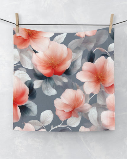 Red Blossom Floral Bunch Face Towel, 13" x 13"