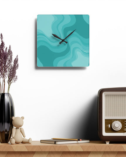 Tif Green Wavey 10.75" x 10.75" Round or Square Acrylic Wall Clock