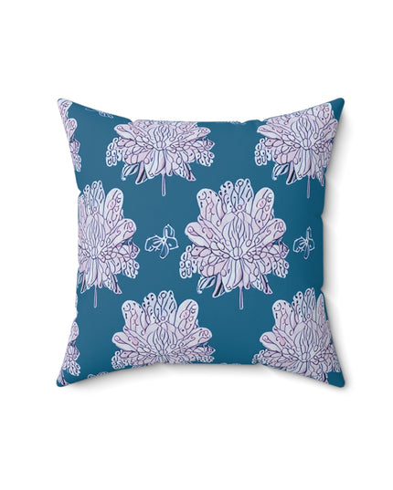 Lavender Floral Butterflies 16" x 16" Faux Suede Square Pillow